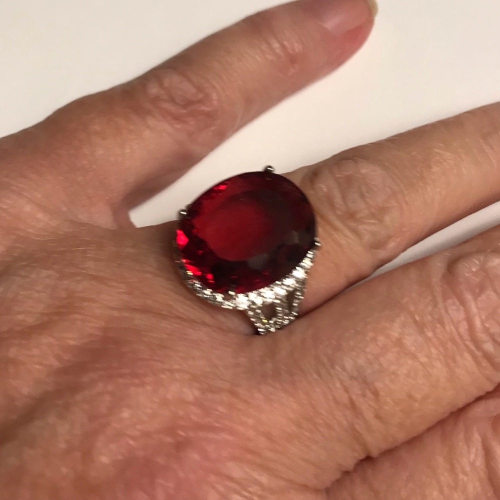 Garnet Stamped 925 Sterling Silver Ring